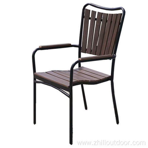 plastic wood outdoor metal chair for restaurant